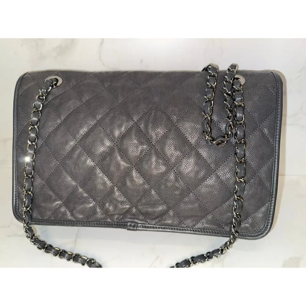 Chanel French Riviera Flap Bag in Dark Grey Caviar